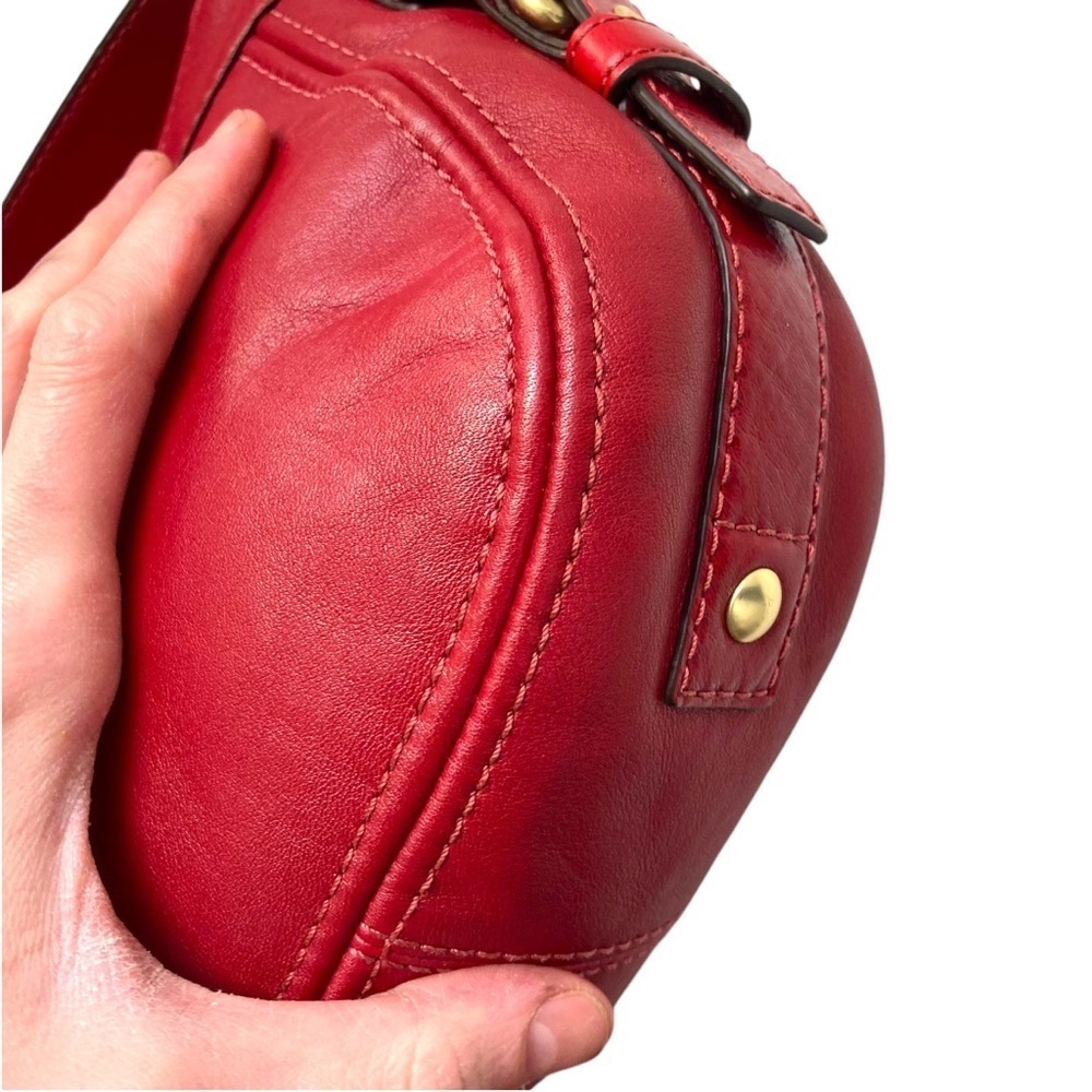 Coach red leather Zoe mini hobo bag - Picture 6 of 13